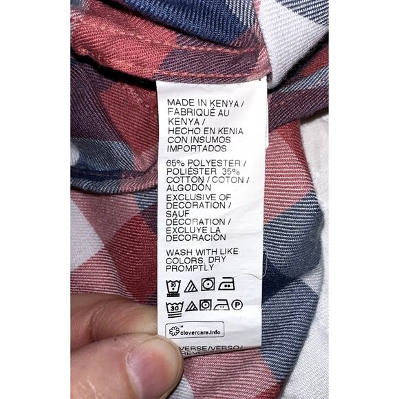 Izod Saltwater Shirt Men's Size XXL Red Blue White Plaid Long Sleeve Button Up - Picture 7 of 10